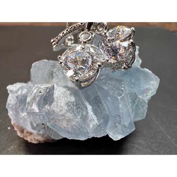 Cz hoop dangle earrings in sterling silver - Picture 9 of 16